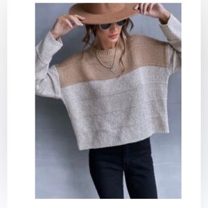 Shein Brown & Taupe Sweater Size M